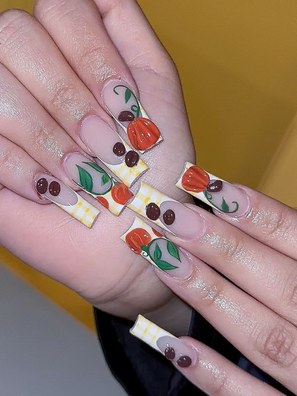 Fall 3D nail art